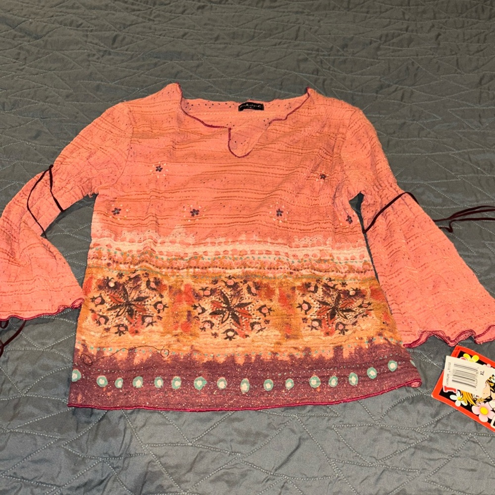 New NWT girls Fang too! XL boho shirt long sleeves v notch